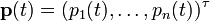 {\mathbf{p}}(t)=(p_1(t),\ldots,p_n(t))^\tau